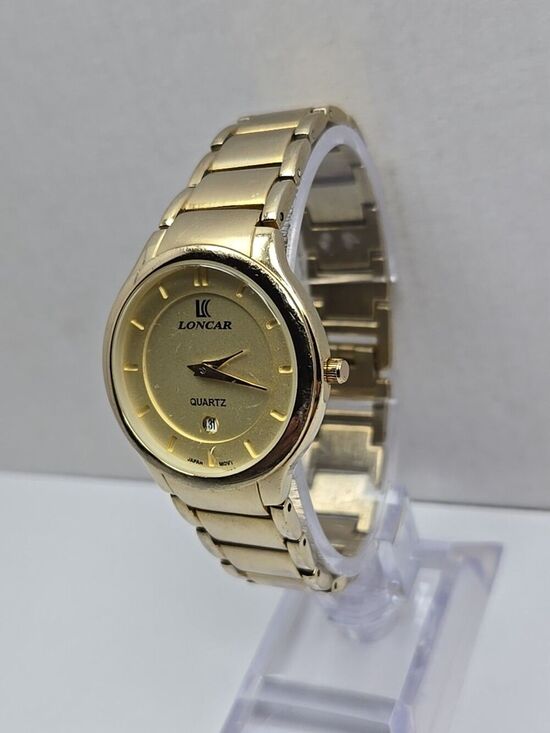 Loncar LC-1838L Womens Quartz 23K Gold Plated Date Watch 32mm Dress New Battery main image 9